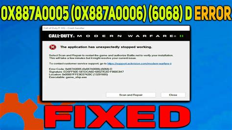 The Dev Error <b>6068</b> in the game accounts for freezing/crashing of the game with the following message: The Dev Error <b>6068</b>. . 0x887a0005 0x887a0006 6068 d mw2